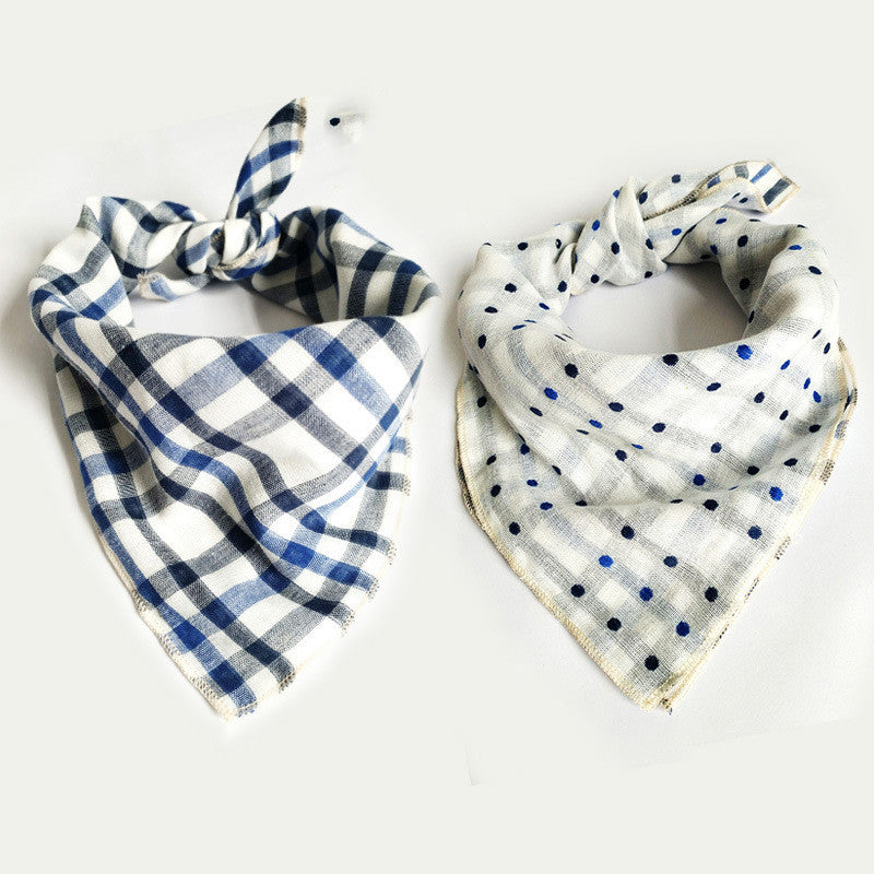 Baby Oversized Bib Cotton Gauze Check Bandana