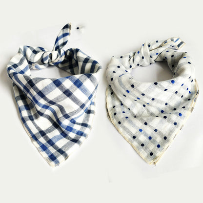 Baby Oversized Bib Cotton Gauze Check Bandana