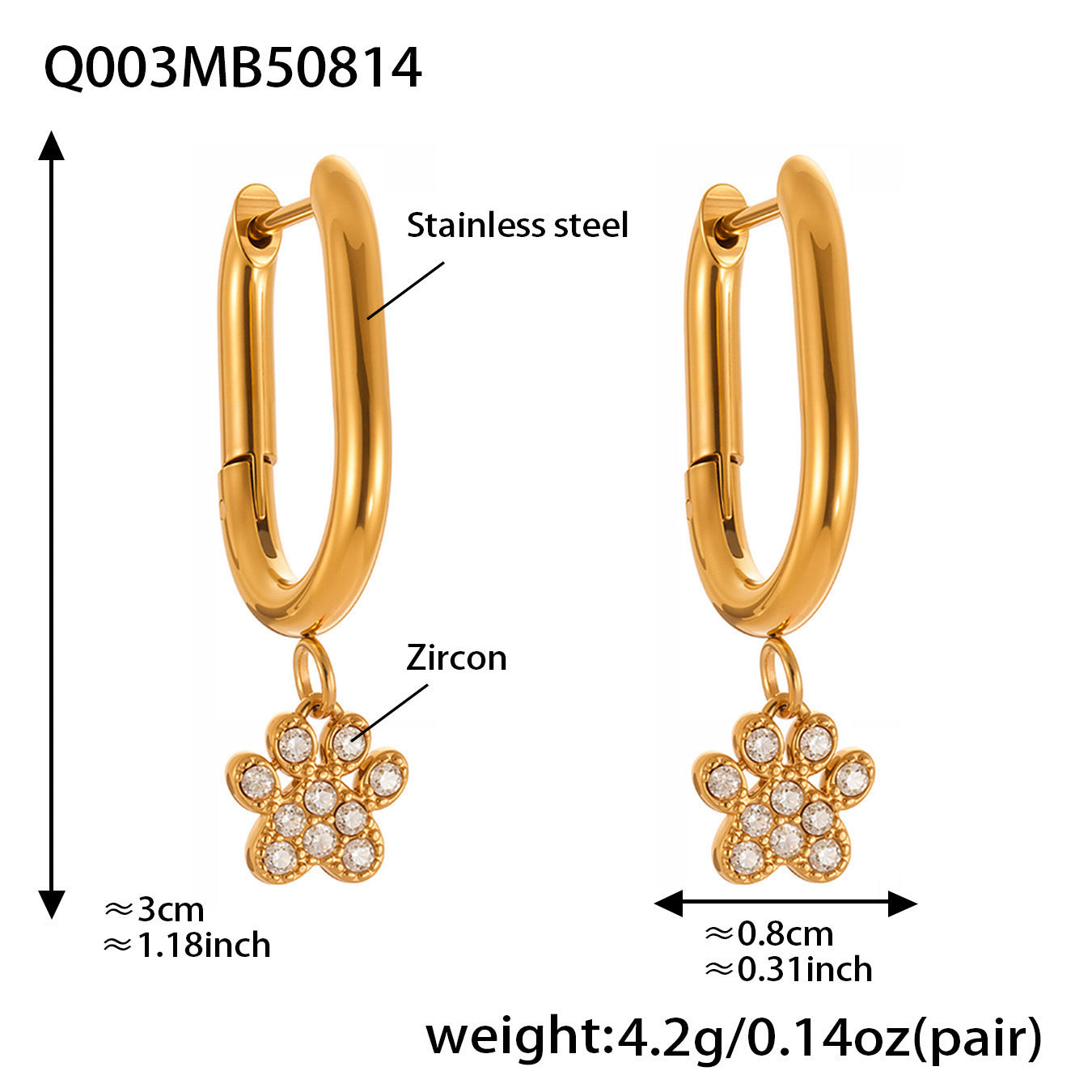 Exquisite And Dainty Bear-claw Pendant Earrings