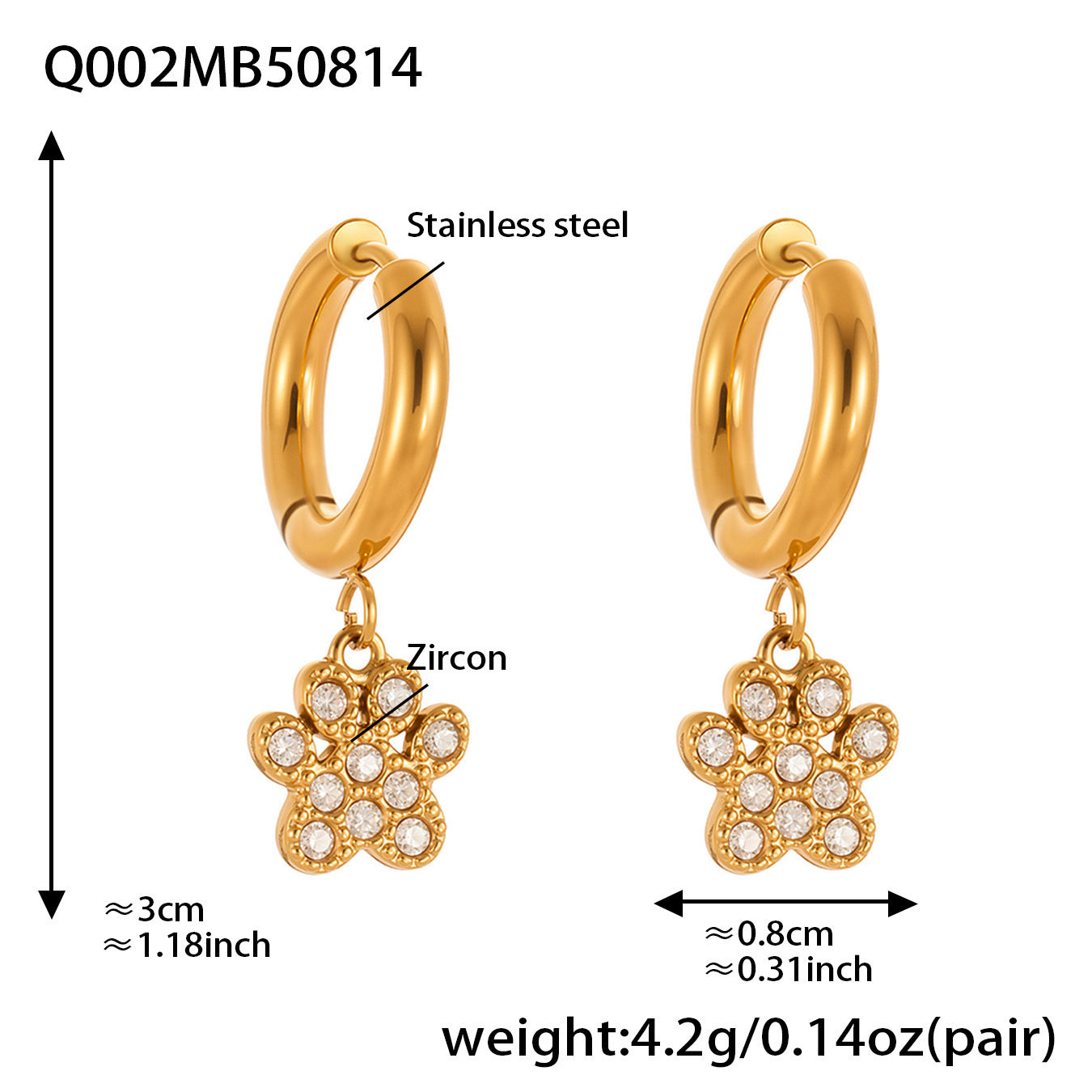 Exquisite And Dainty Bear-claw Pendant Earrings