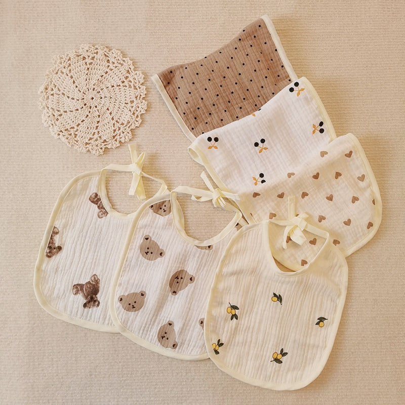 Ins Style Baby Bib Soft Cotton Gauze Lanyard Water Towel