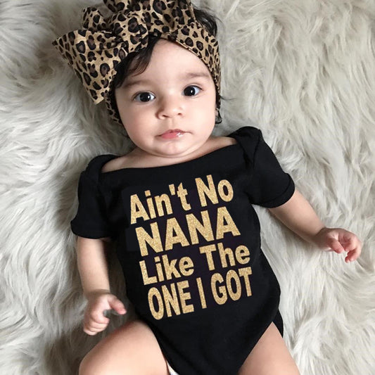 Baby Short Sleeve Letter Print Jumpsuit
