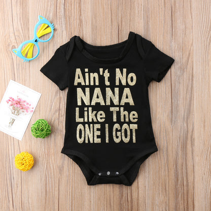 Baby Short Sleeve Letter Print Jumpsuit
