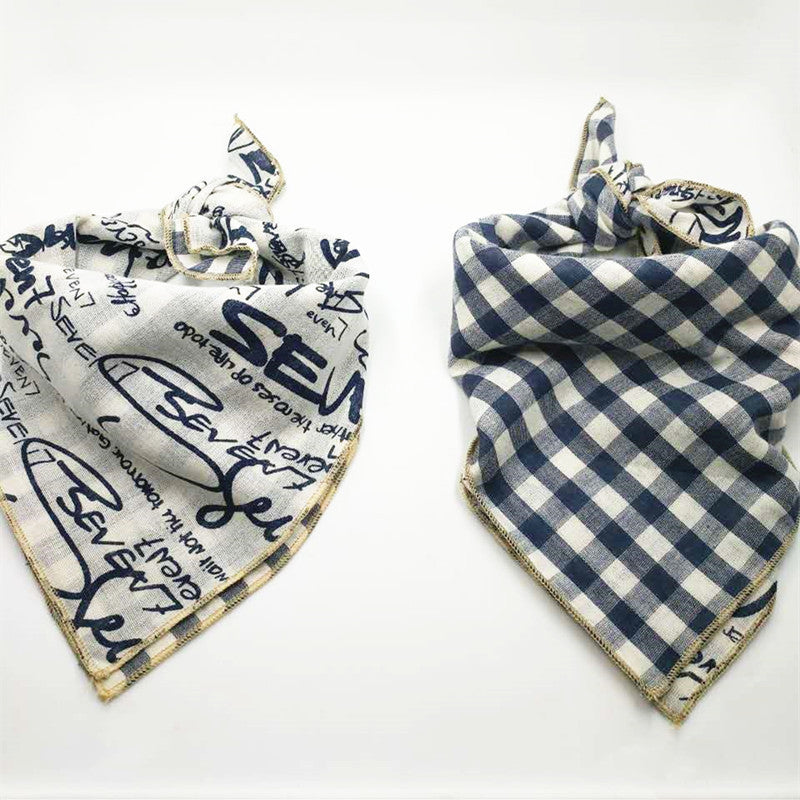 Baby Oversized Bib Cotton Gauze Check Bandana