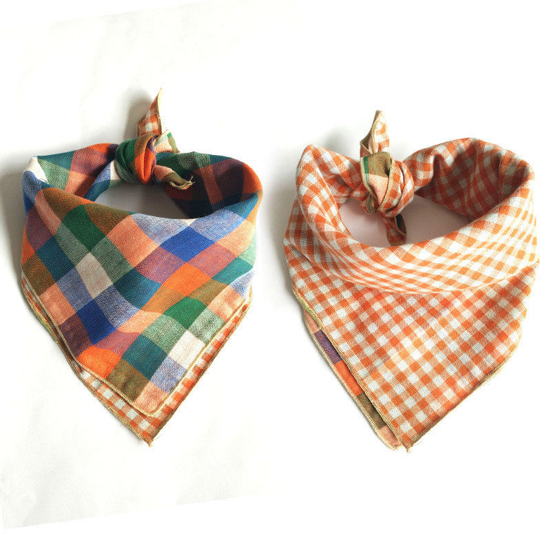 Baby Oversized Bib Cotton Gauze Check Bandana