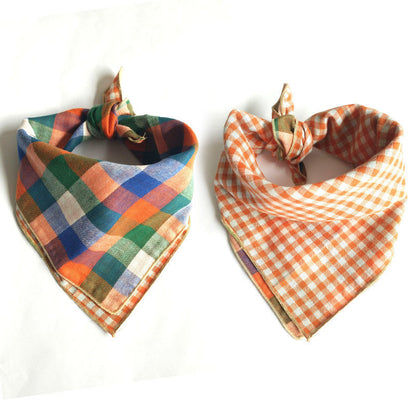 Baby Oversized Bib Cotton Gauze Check Bandana