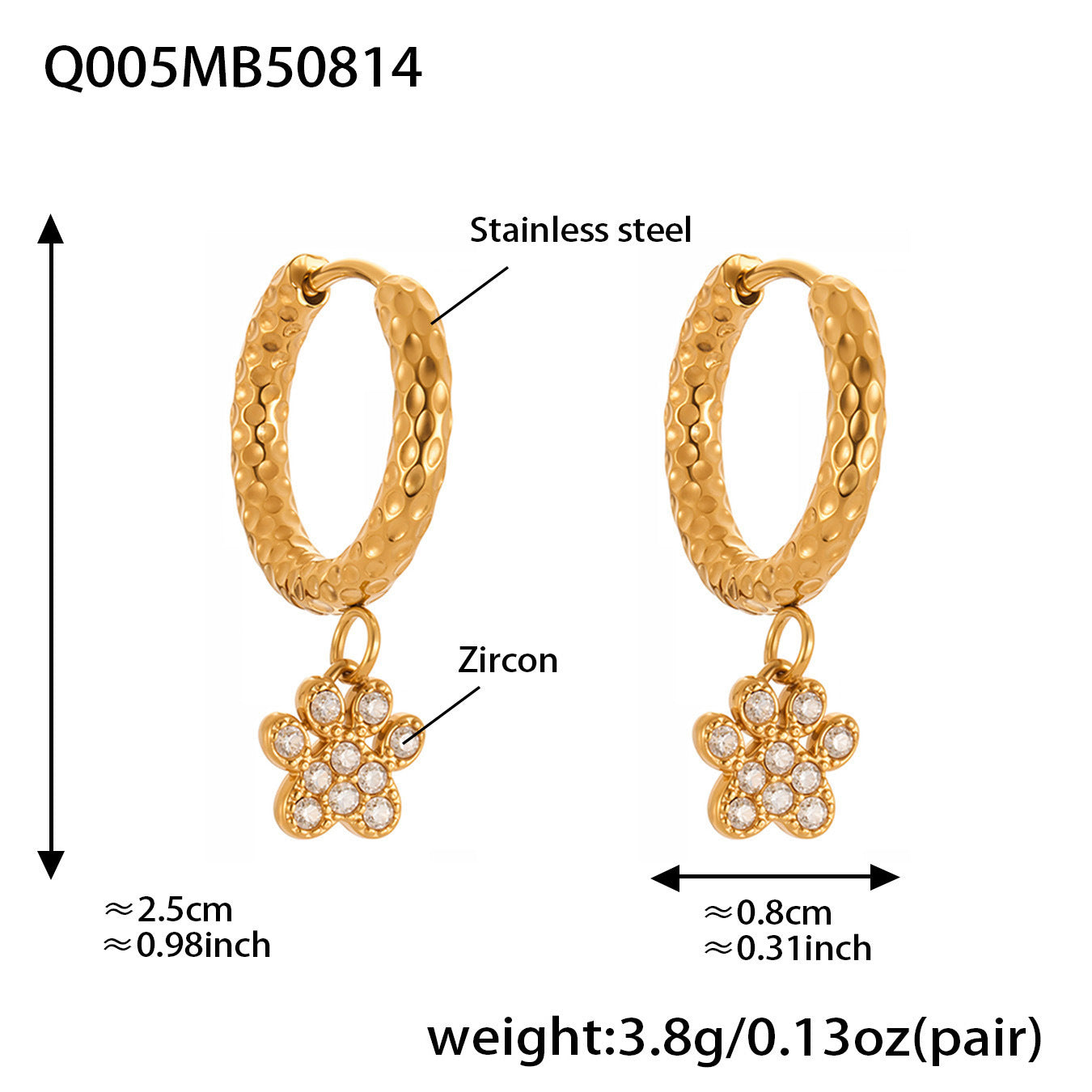 Exquisite And Dainty Bear-claw Pendant Earrings
